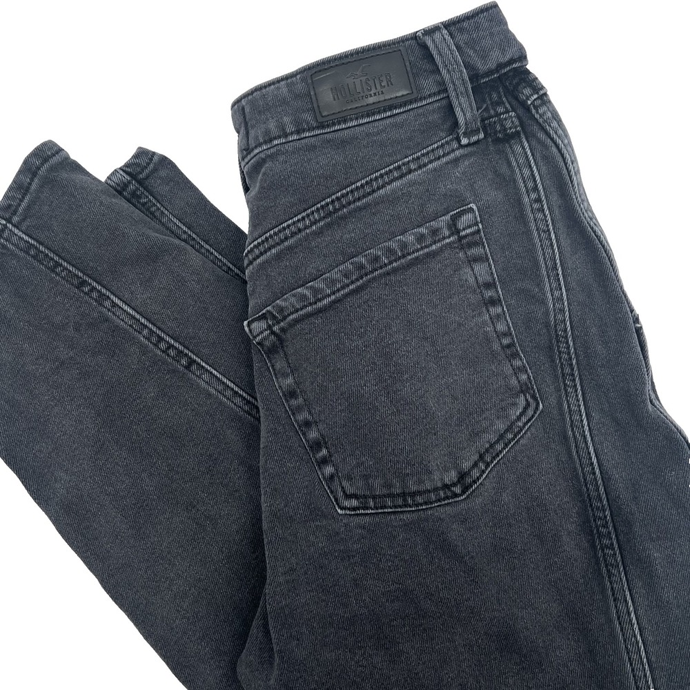 HOLLISTER Junior's Sz 3L Washed Black Ultra High-Rise Vintage Relaxed Mom Jeans